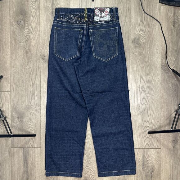 Southpole Studded Baggy Wide Leg Jeans 32x30 Mens Blue Denim Skate 90s Y2K - Picture 3 of 10